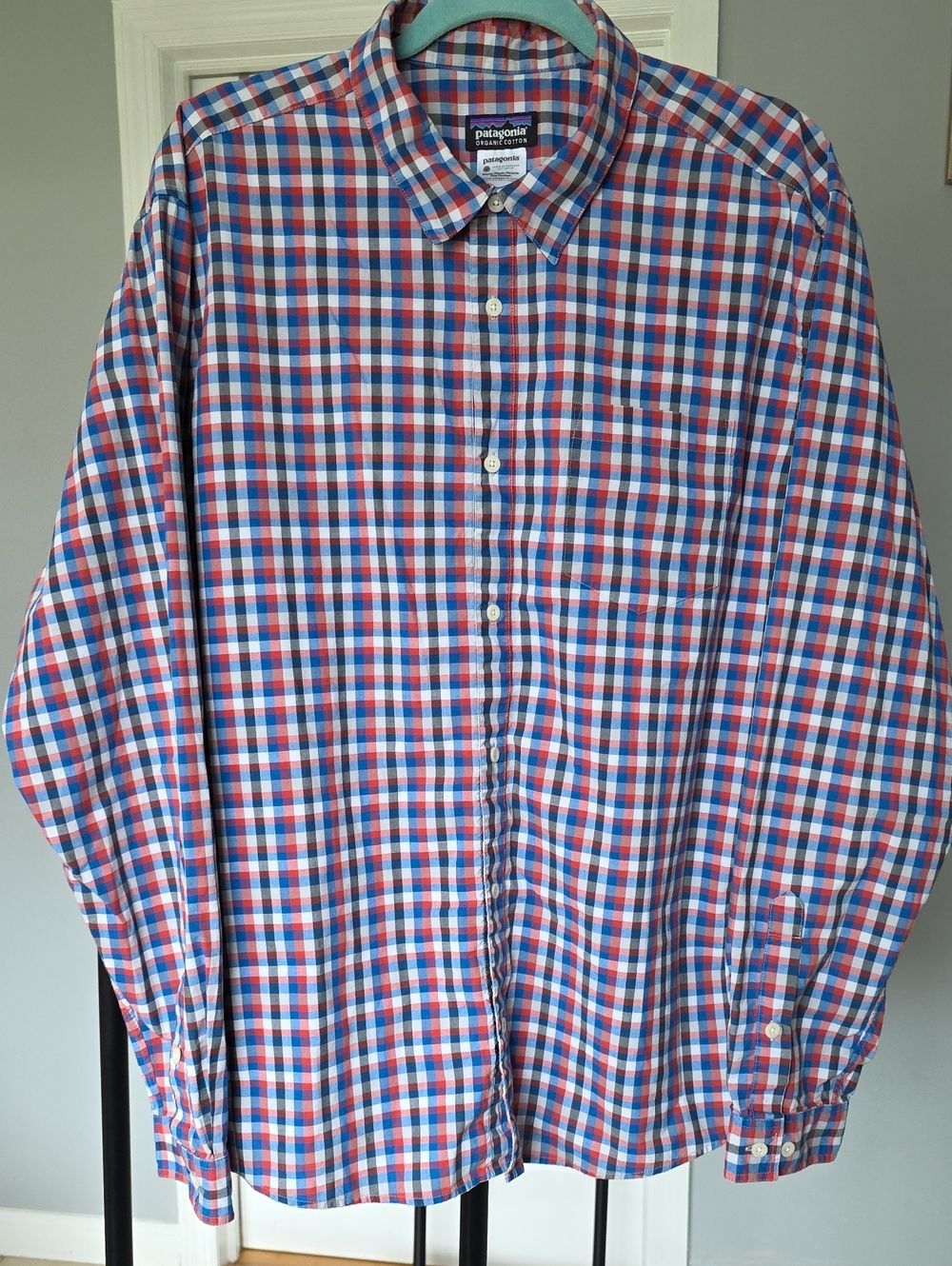 Patagonia Men’s Red, Blue & White Check Button-Down Shirt
